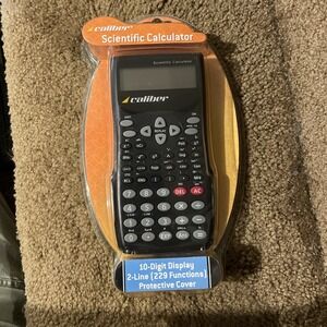 CALIBER SCIENTIFIC CALCULATOR 10-DIGIT DISPLAY PROTECTIVE COVER + BATTERIES